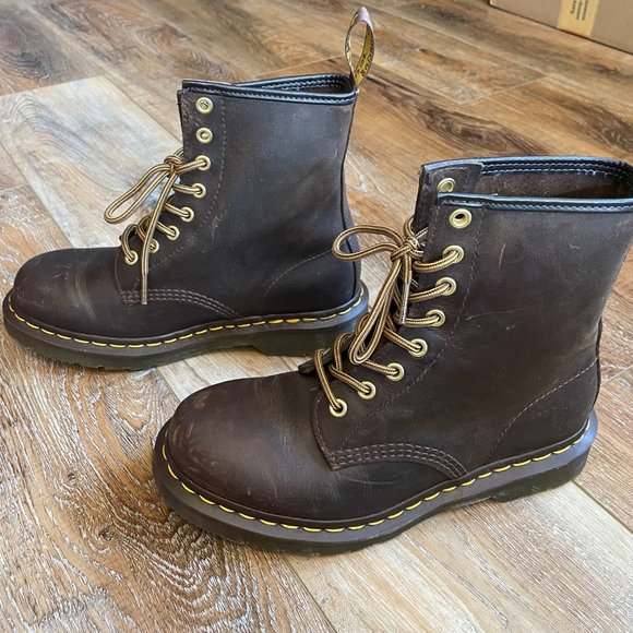 DR MARTENS 1460 CRAZY HORSE LEATHER LACE UP BOOTS - Picture 7 of 9